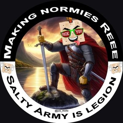 SALTY MOD, mi Makes memes n junk, and Salty Army for life!!! 

https://t.co/lv8L6xAi9F 

SALTY ARMY IS LEEEEGION IN EVERY REEEEEGION!!!!! 🧂🇺🇲🧂