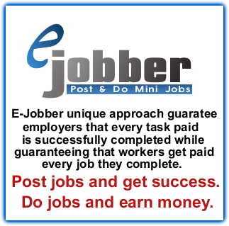 EJobber's profile picture. Post jobs and get success. Do jobs and earn money.E-Jobber unique approach guaratee employers that every task paid is successfully Why not to sign up right now!