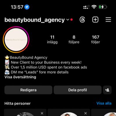 ⭐️Beautyboundagency
📈 New client to ur business every week!
💸Over 1,5 million USD spent on Facebook ads 
📨 DM me “leads” fore more details