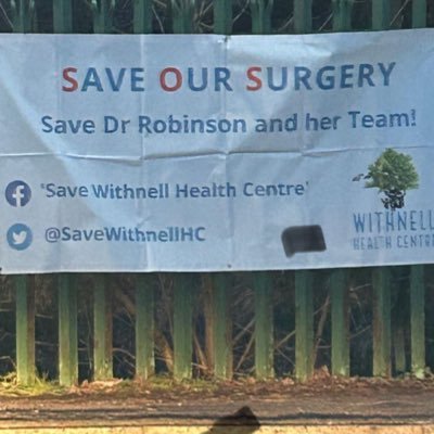 Save Withnell Health Centre . A small practice with a big reputation . Continuity of Care saves lives . #SOSSaveOurSurgery