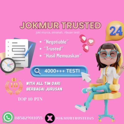 Hii ♡ WITH 4000 TESTI++ TERMURAH 👑 🧑‍💻 OPEN JOKI ALL TUGAS SD-SMP-SMA, KTI, PROPOSAL PKM, SKRIPSI, ALL JURUSAN + Top 10 PTN. Bukti? BIAR TESTI YANG BICARA 🤑