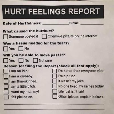 parody.
Pronouns-jealous/rancid/vile.
playing womanface.
urinating in women's loos with the door open.
specialist subjects- genocide and penises.

#LGB - TQ+