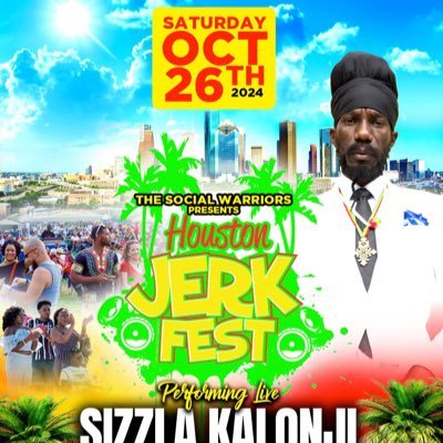 Houston's premiere Caribbean food & music festival will be taking place Saturday Oct 26, 2024 12-10p at GSH Event Center starring: Sizzla Kalonji