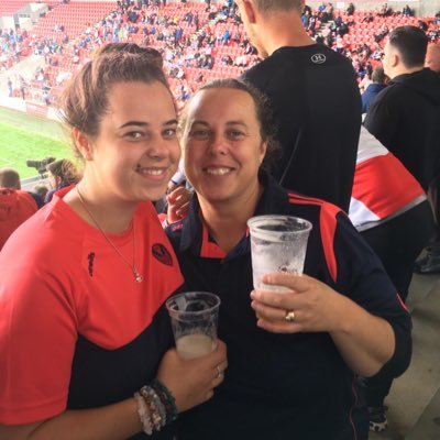 Nhs worker that lets off steam  at St. Helens rugby league.