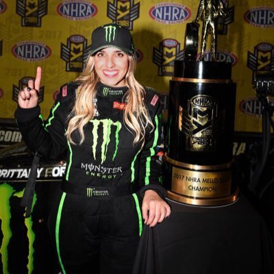 Driver of the @monsterenergy / @FlavRPac Top Fuel dragster. 2X NHRA world champion. #Instagram- @BrittanyForce