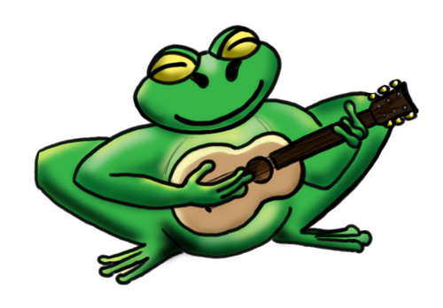 ConfliktFrog's profile picture. Mascot of the Pacific Northwest Filk Music Convention Conflikt!  Filk music came out of Sci-fi & Fantasy Fandom, it's geeky nerdy music.