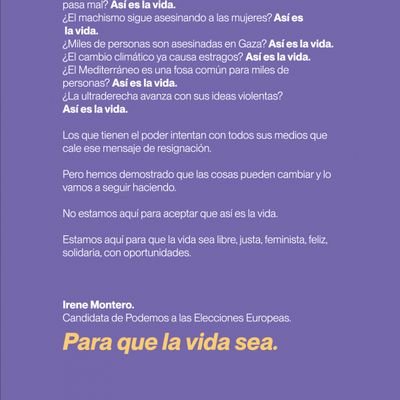 Si hay música en tu mente, se escuchará en todo el universo. PODEMOS💜Sin Fronteras Sin Religión. Pública Educación Sanidad,Viviend yPor los DDHH
No a la Guerra