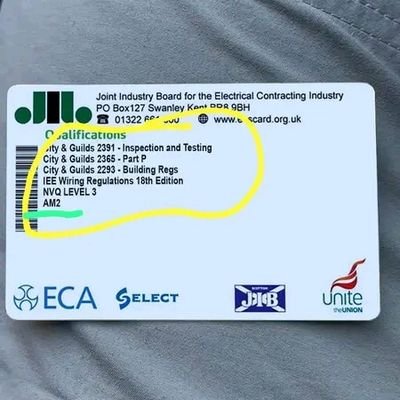 We offer the production of electrician ticket 
JIB gold card, 18th edition, SMSTS, Sssts
❌ NO exams/ test WhatsApp.+44 7459917616