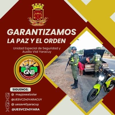 Cuenta Oficial de la UESV del CZGNB-40 Yaracuy, Ubicado en el Mun. San Felipe.

La GNB Será Siempre un Pronóstico Feliz para el Afligido!