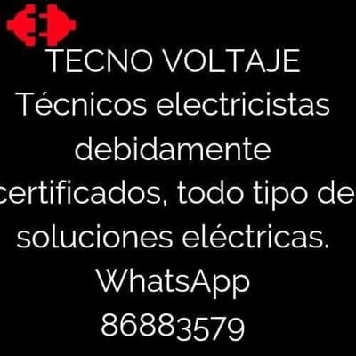 Técnico electricista debidamente certificado en INA, todo tipo de soluciones eléctricas.