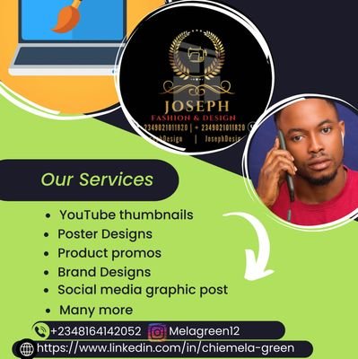 For ur Logo design, SocialMediaGraphics, brand design, thumbnails, Posters, flyers and any other form of digital graphic design, Slide to my Dm for business