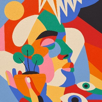 Traditional artist, create paintings on canvas or paper. Abstraction, cubism. #XREY