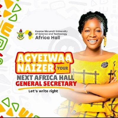 I am Agyeiwaa Naizer.
Your next Africa Hall General Secretary❤️✍️.

#LetUsWriteRight ✍️