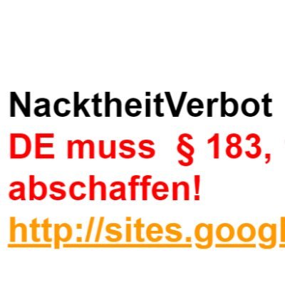 NacktheitVerbot  vernichtet die Welt!
Deutschland muss Nacktheit legalisieren!
https://t.co/2dlO8ED6lY