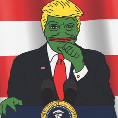 Official Pepe Trump Coin Trading on Solana.
Team's art tweeted by Trump, 1st meme on MSM: CNN,Fox,NBC
Featured on Netflix doc (feels good man) $PTRUMP