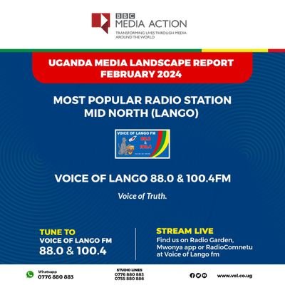 Voice Of Lango FM is a Radio Station based in Lira City,Northern Uganda with intent to inform, educate, entertain and upgrade her audience.#VoiceofTruth.