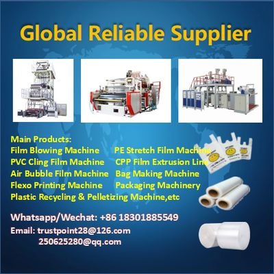 Stretch Cling Film Machine /Film Blowing Machine /Air Bubble Film Machine /CPP Film Machine /Pelletizer /Packaging Machine
Whatsapp/Wechat: +86 18301885549