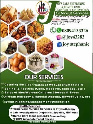 She is a medical personnel, caterer, eventplanner, counsellor,entrepreneur,God-fearing daughter of zion,ambassador of peace and more