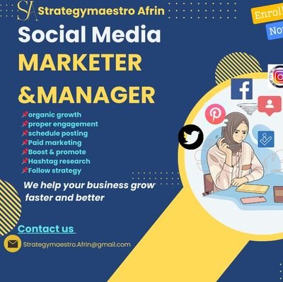 Social media marketer at fiverr.
Let's craft your brand's digital legacy together! 🌟💻📲
#digitalmarketing
#socialmediamarketing
#socialmediamanager