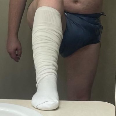 Gay, 36. White over-the-calf tube socks fetishist; the only socks I own. Pig bottom; anal fisting & xl toys, became bowel incontinent & diaper dependent at 25.