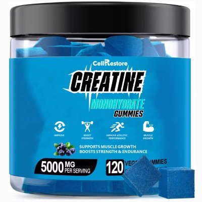 Newly launched Creatine Monohydrate gummies 
5,000mg  Delicous sqaure shaped gummies, consume the full power of pumped, energy, fuel in every bite.