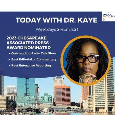 Dir @KarsonInstitute /Radio Host: Today With Dr. Kaye, @WEAA/College Prof/Vernon Jarrett Medal/Author/Reg Murrow Winner/retweets are not always an endorsement