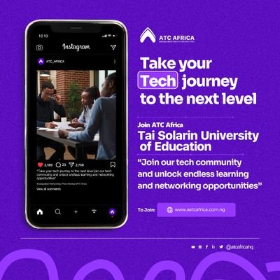 ATC_TASUED's profile picture. Join ATC Africa, TASUED chapter

Wondering what ATC Africa is? we are a vibrant community of change-makers, dreamers, and visionaries passionate about shaping A