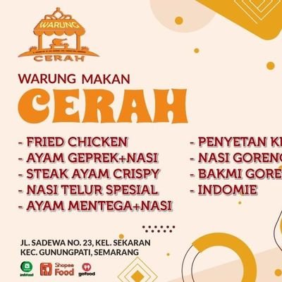 Warung Makan Cerah
Murah, Nikmat, Nyaman, Homie.. https://t.co/v9VZPk8ZAJ
Sedia Aneka hidangan Ala Carte
https://t.co/4bOy5elJuR