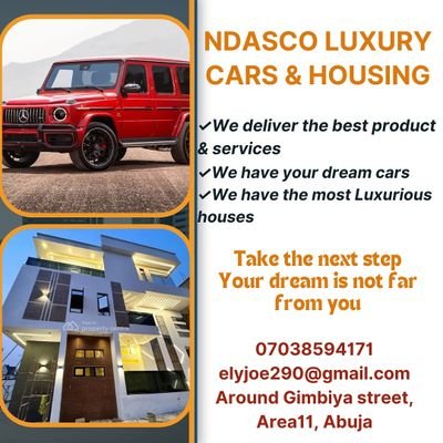 Ndasco Luxury Cars and Housing is an automobile organization of car dealers who deliver the best product and services at an affordable price.
We haveyour dream