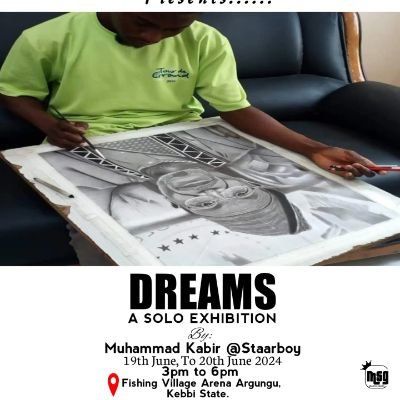 Abdulla34490039's profile picture. DREAMS
A SOLO EXHIBITION COMING SOON 🔥🔥🔥🔥🔥! STAY TUNED NOW & ALWAYS! 

19 JUNE, TO 20 JUNE 2024
 3:00PM TO 6:00PM
JOIN US AT FISHING PLACE #ARGUNGU