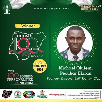 Special Assistant Tourism Development To EkitiState Gov @biodunoyebanji | Founder @Discover_Ekiti Tourism Club | Co Founder & BOT Secretary @EkitiChallenge_ |