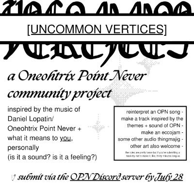 A community album dedicated and inspired by the great electronic producer and vaporwave pioneer Daniel Lopatin aka Oneohtrix point never.