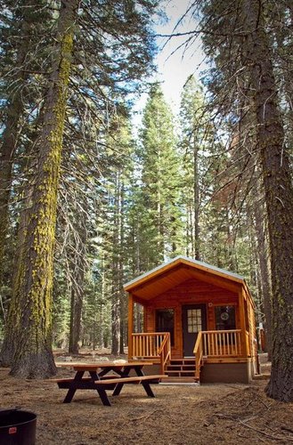 The Manzanita Lake Camping Cabins are in the Lassen Volcanic National Park. These 20 cabins are the first new accommodations in Lassen Volcanic NP since 1972.