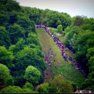The world famous Coopers Hill Cheese Roll, Brockworth, Gloucestershire