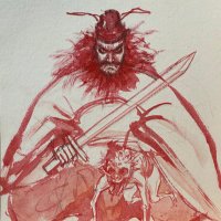 阿部笙子作 日本画 女性 着物 月 狐 木版 版画 アート 美術 芸術