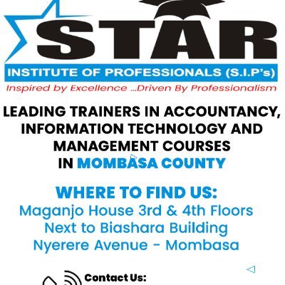 MombasaStar's profile picture. Star Institute of Professionals is a professionally run and Managed by experienced and competent Lecturers.Join us for Accounting,ICT and Management courses.