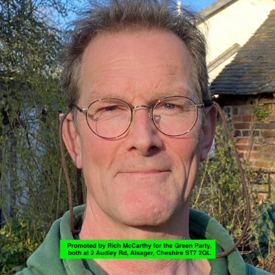 Town Cllr for Alsager #FBPE @friends_earth @Greenpeace Ex Teacher/runner/Womble. Cyclist. #VoteGreen Promoted by Rich McCarthy, 2 Audley Rd, Alsager ST7 2QL