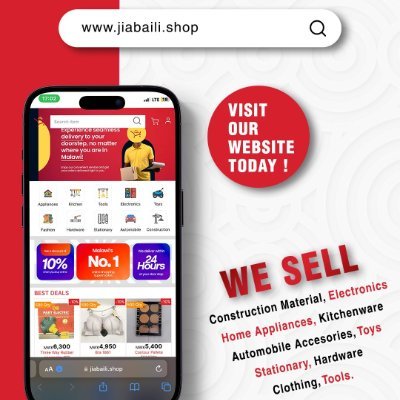 jiabailishop's profile picture. Malawi's #1 online store 🛒 | Shop online at https://t.co/XFKqaIQXyH | 📍 Visit us in Lilongwe at City Mall or Gateway Area, next to Automotiv | PO Box 1606, Lilongwe
