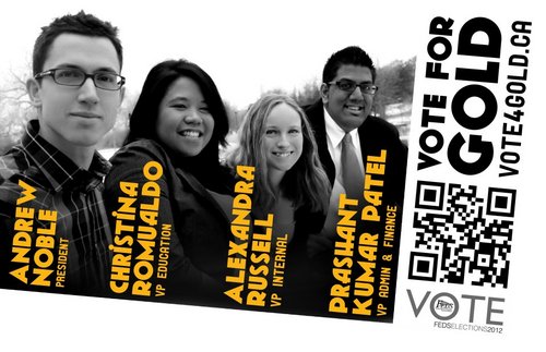 Experience matters. Noble for President.
Patel for VP Admin & Finance.
Romualdo for VP Education.
Russell for VP Internal. Vote.feds.ca on Feb 14-16 !