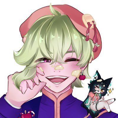 Vtuber Pancake. Survivant d’une Sclérose en Plaque. Ref sheet dad : @Mudskipperart / pp : @NyxRavenwolf / banner : @LtTuna_Tv Art tag : #PommuArt