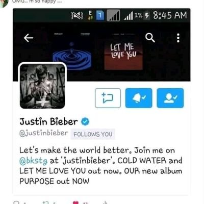 💜😍@justinbieber followed me on 25/11/2016😍💜 followed by @JohnCena and @lelepons 😍💜 @Bieber20207