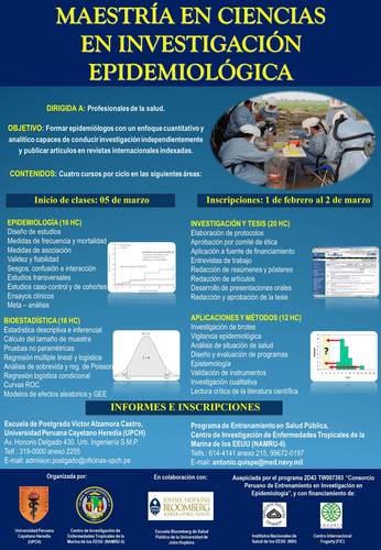 Maestría en Ciencias en Investigación Epidemiológica este programa tiene por objetivo brindar entrenamiento para poder diseñar conducir y publicar investigación