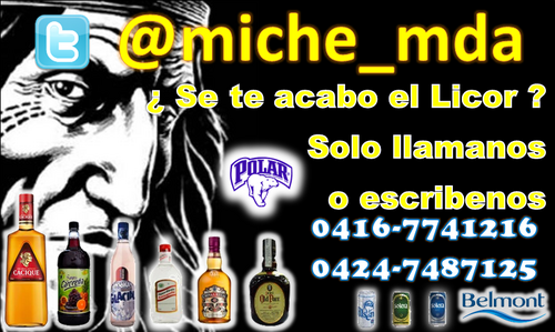 miche_mda's profile picture. Reparto a  domicilio de licor,para cuando te quedes sin licor solo llamanos o escribenos. 0416-7741216, 0424-7487125