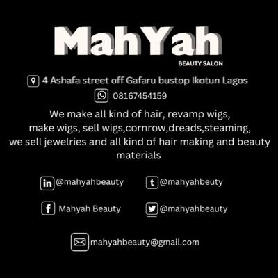 Mahyah beauty Salon, RC 8061776. make braided wigs, hair and also sell ladies Pam Slippers 😍😍