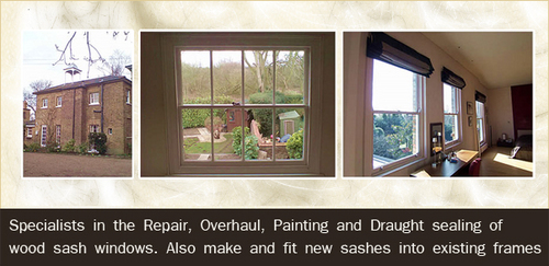 We specialise in the repair, overhaul, painting, draught sealing of wood sash windows & also make to fit new sashes into existing frames