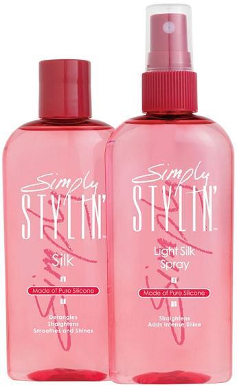 Simply Stylin' Silk and Simply Stylin' Light Silk Spray are pure silicone hair products with no added fillers.