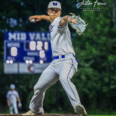 musewicz_carter's profile picture. Mid Valley ⚾️🎓 Class of 2025  | 6’4 215 | P/OF | 3.4 GPA | 84-86 Velo