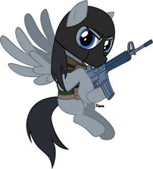 im LongShot. i eat meat, i love guns, and im a secret agent for the S.E.A. (Secret Equestrian Agents) ((may break guidelines at some points))