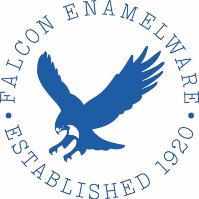 Ice White with a blue rim - Falcon Enamelware has been a part of British home life since 1920.
