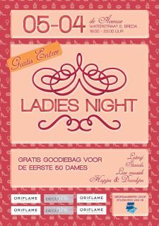 Kom jij ook naar onze Ladies night?
datum: 5 april 2012
tijd: 19.00 - 23.00
plaats: Avenue theater, Breda